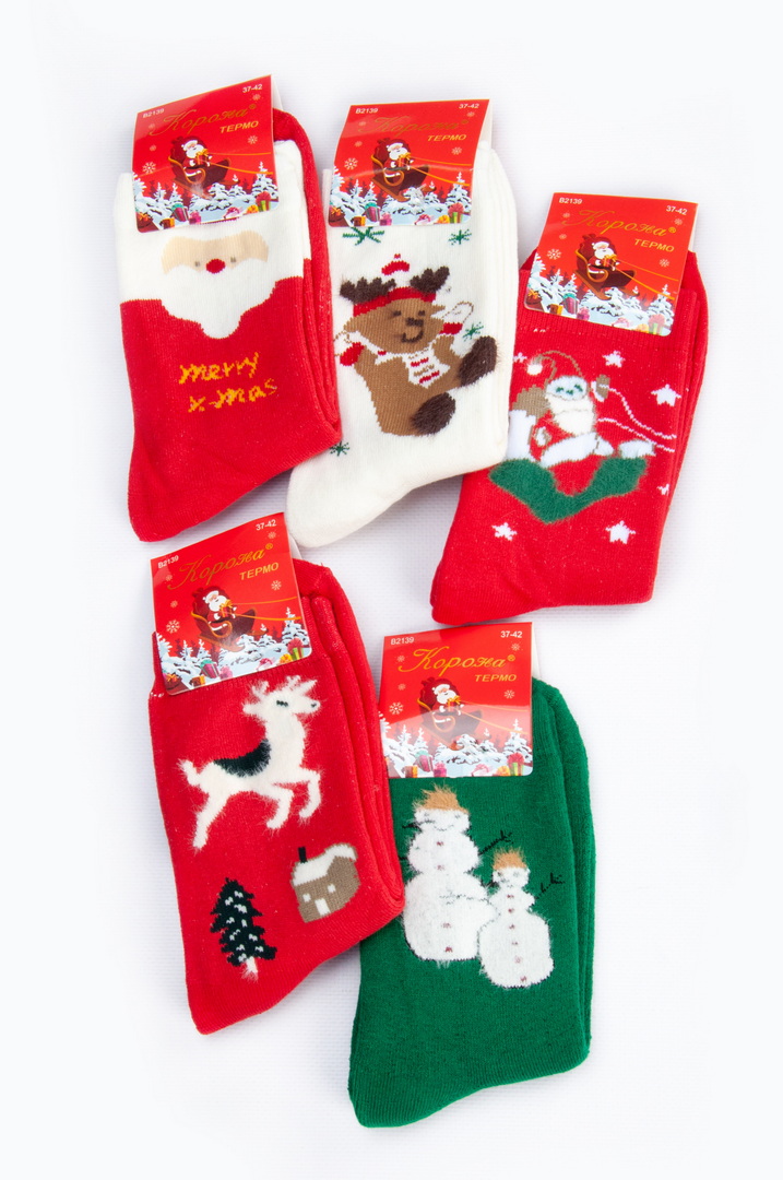 Шкарпетки жіночі новорічні махрові